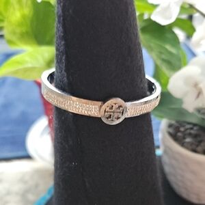 Elegant Silver Bangle with Logo